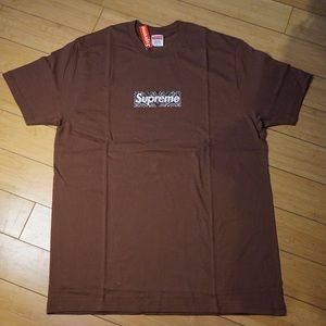 COPY - Supreme FW19 Brown Paisley Bandana Box Logo Tee Size L